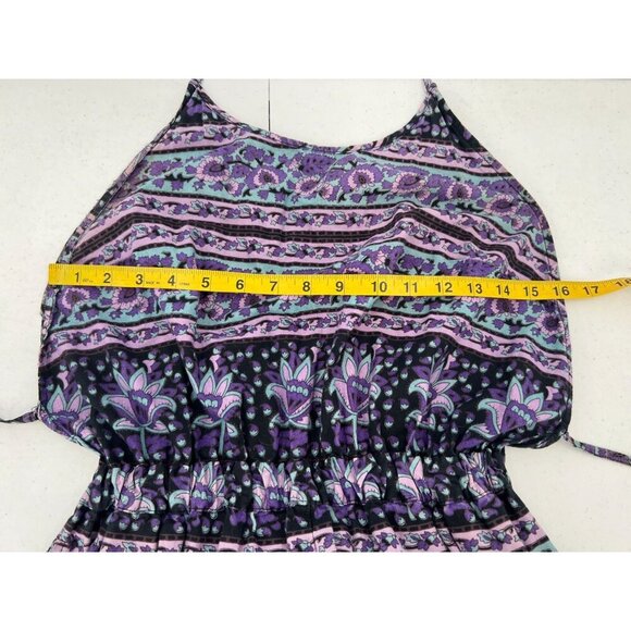 Staring at Stars Women's Small Boho Purple Floral Halter Jumpsuit Romper Cotton - Picture 7 of 12